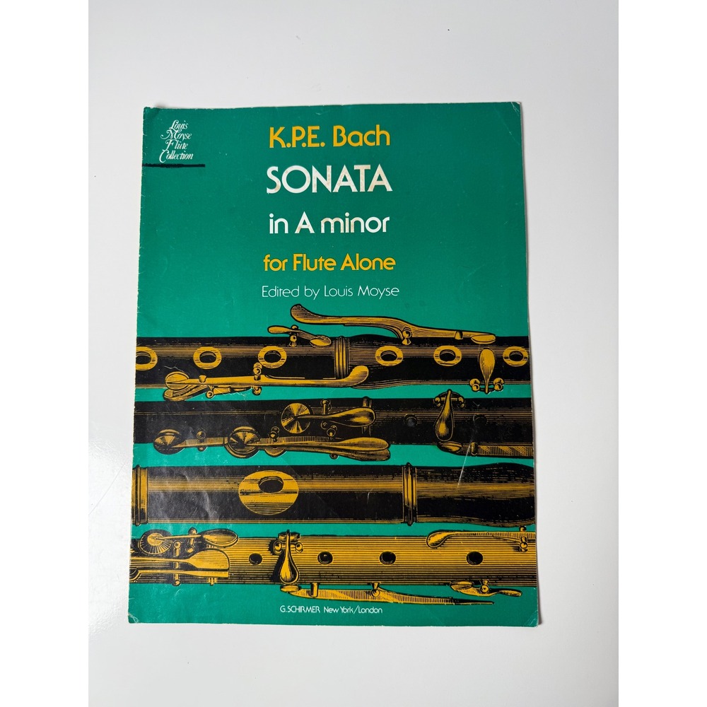 K.P.E. Bach Sonata in A Minor Flute Alone Sheet Music Louis Moyse G. Schirmer